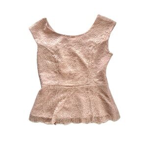 Lace Peplum Top in Blush Pink